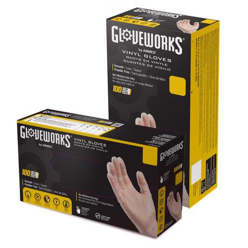 GLOVEPLUS IVPF44100 Disposable Gloves, M, Vinyl, Powder-Free, Clear, 11.73 in L - pack of 100