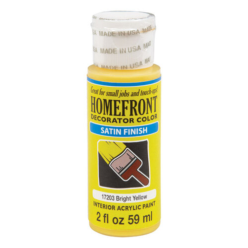 Homefront 17203N Hobby Paint Decorator Color Satin Bright Yellow 2 oz Bright Yellow