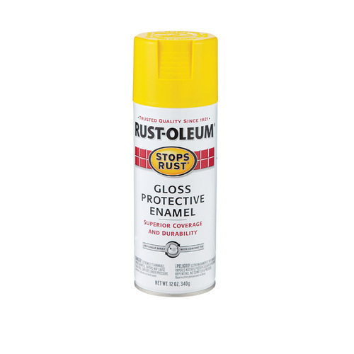 RustOleum 7747830 Spray Paint Stops Rust Gloss Sunburst Yellow 12 oz