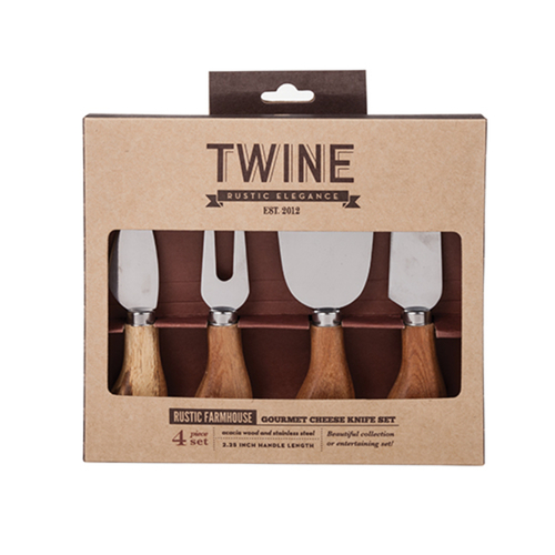 TWINE 3367 Cheese Knives Rustic Farmhouse Natural Stainless Steel/Wood Natural