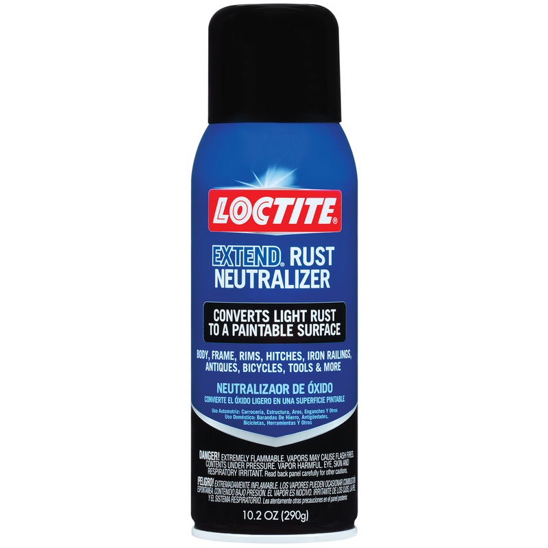 Loctite 633877 EXTEND Rust Neutralizer Spray, Aerosol Can - Converts & Seals Surface Rust for Iron & Steel, Ready for Painting, Indoor & Outdoor Use, Fast-Drying & Paintable Surface - 10.25 oz Clear