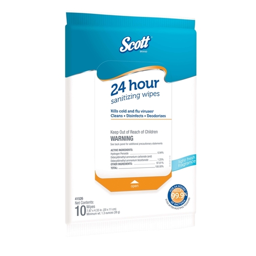 SCOTT 41526 Sanitizing Wipes Light Fresh Scent Wipes 1.3 oz