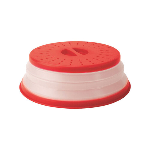Collapsible Microwave Food Cover 10.5" W X 10.5" L Red/White Plastic Red/White - pack of 6