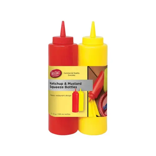 TABLECRAFT 112KM Ketchup and Mustard Dispensers Nostalgia Red/Yellow Polyethylene 24 oz Red/Yellow Pair