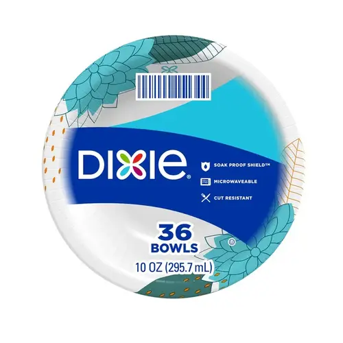DIXIE 16415 Bowl 10 oz Multicolored Paper FLOWERS BLOOM 9-1/4" D Multicolored
