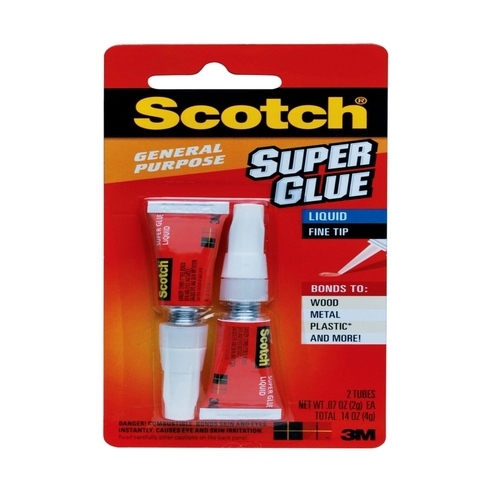 Super Glue, Liquid, Sharp Irritating, Transparent, 0.07 oz, Tube Clear Pair