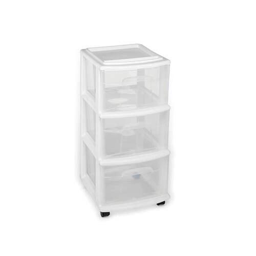 Homz 05563WH.03 Drawer Organizer 25.5" H X 14.25" W X 12.5" D Stackable Clear/White