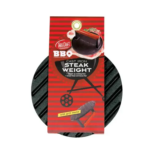 TABLECRAFT BBQ3015 Steak Weight w/Handle BBQ 7" W Gray Cast Iron Gray
