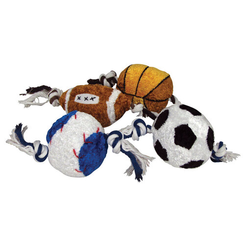 Dog Toy Digger's Multicolored Rope Sports Ball Plush/Rubber Large 1 Multicolored