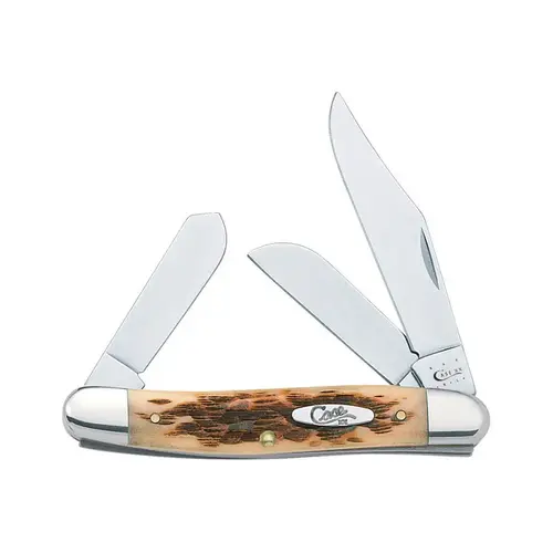 Pocket Knife Stockman Amber Stainless Steel 3.88" Brown