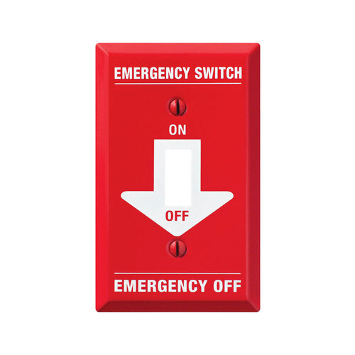 Amerelle C972T Emergency Switch Wall Plate Pro Red 1 gang Stamped Steel Toggle Red
