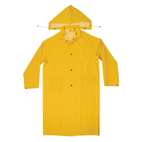 CLIMATE GEAR Series Protective Coat, XL, PVC, Yellow, Detachable Collar, Snap Front Closure