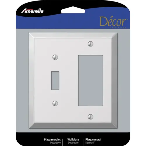 Wall Plate Century Polished Chrome Light Gray 2 gang Stamped Steel Rocker/Toggle Polished Chrome