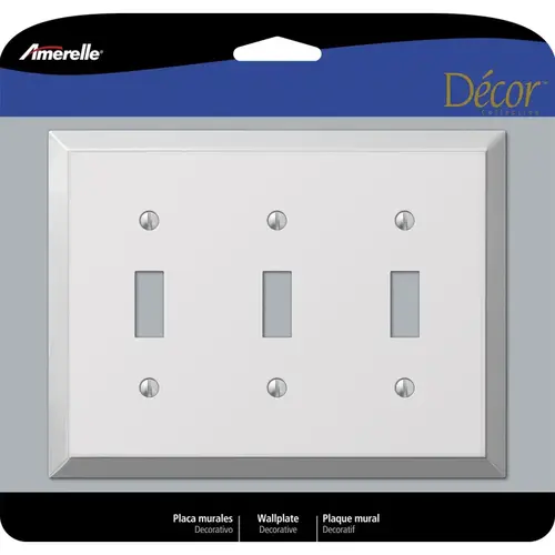 Wall Plate Century Polished Chrome 3 gang Stamped Steel Toggle Polished Chrome