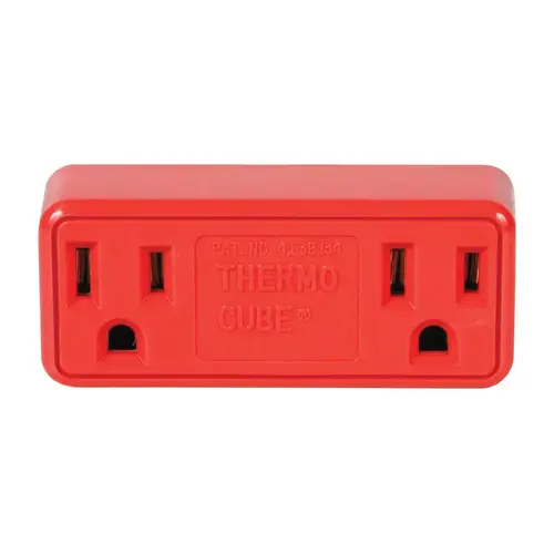 Thermocube TC-22 Outlet Converter Non-Polarized 2 outlets Surge Protection Red