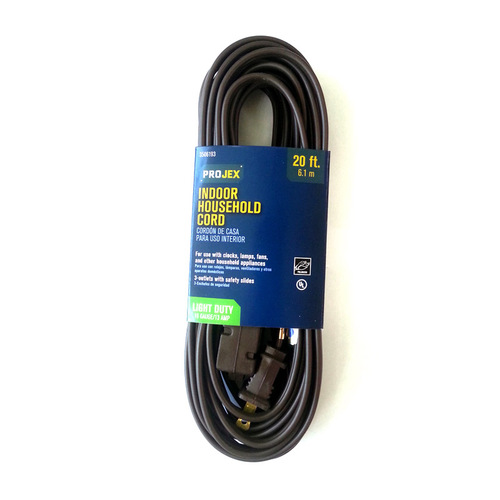 Extension Cord Indoor 20 ft. L Brown 16/2 SPT-2 Brown