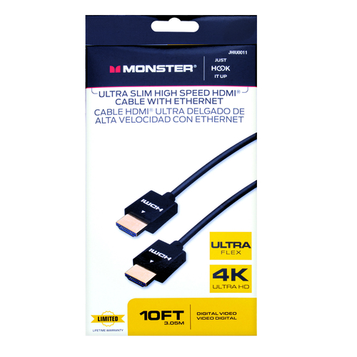 High Speed Cable with Ethernet Just Hook It Up 10 ft. L HDMI Black