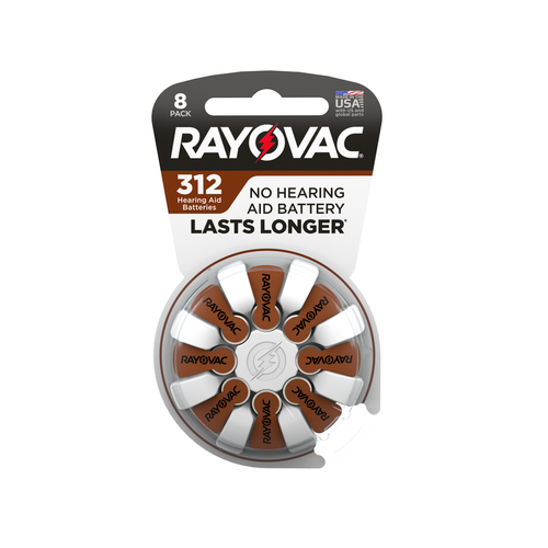 Rayovac 312-8 Hearing Aid Battery Lasts Longer Zinc Air 312 1.45 V 0.13 mAh