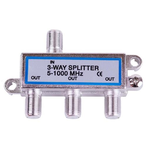 3 Way Coax Splitter Just Hook It Up 75 ohm 1000 MHz Silver