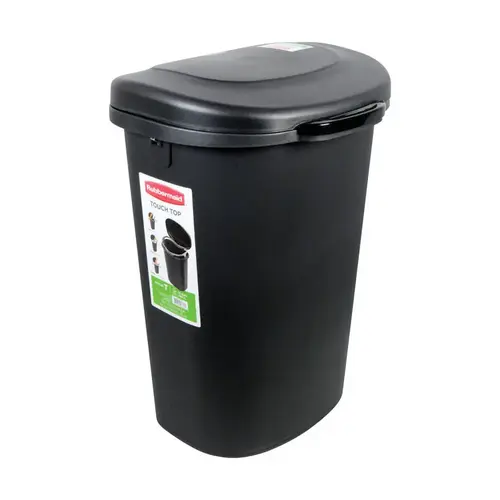 Trash Can 13 gal Black Plastic Touch Top Black