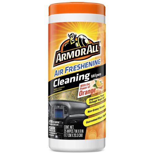 ARMOR ALL 10260 Air Freshening Cleaner Multi-Surface Wipes Orange Scent 25 ct