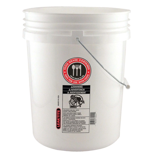 Leaktite 005GFSWH020 Food Safe Bucket White 5 gal Plastic White