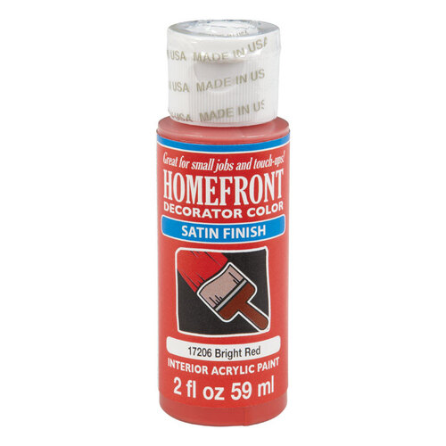 Homefront 17206N Hobby Paint Decorator Color Satin Bright Red 2 oz Bright Red