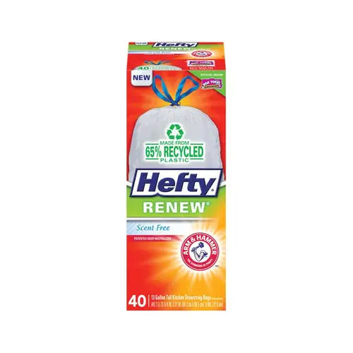 Hefty 00E48240 Renew Clean Burst 13 Gal. Tall Kitchen White Trash Bag (40-Count)