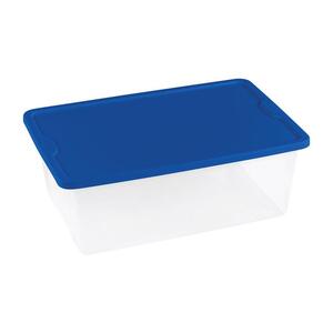 Homz Plastic Storage, Modular Stackable Storage Bins with Blue