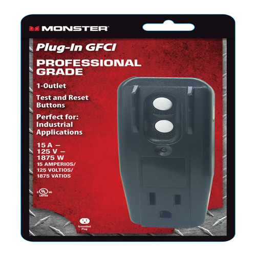 Monster AG1GFCIA Adapter Grounded 1 outlets Surge Protection Black