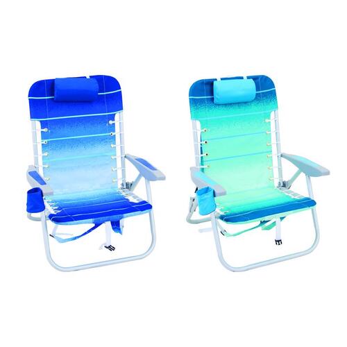 Rio Brands SC529-15167 Backpack Chair 4-Position Assorted Beach