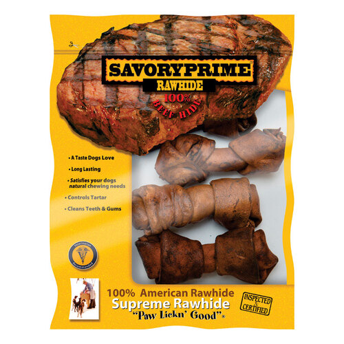 Savory Prime 904 Knotted Bone All Size Dogs Adult Beef 4-5" L
