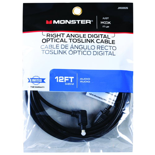 Digital Optical Toslink Cable Just Hook It Up 12 ft. L Black