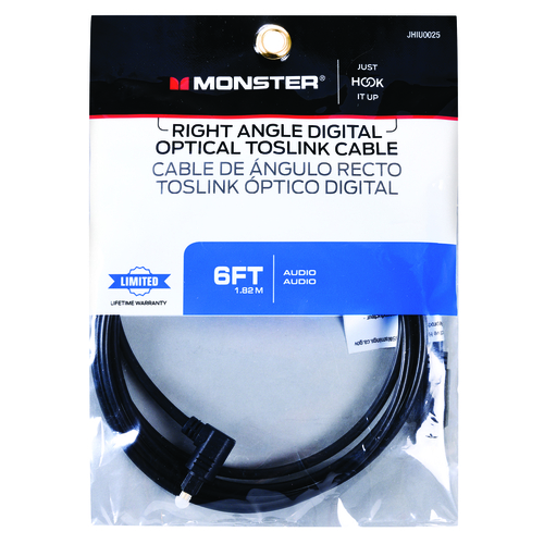 Digital Optical Toslink Cable Just Hook It Up 6 ft. L Black