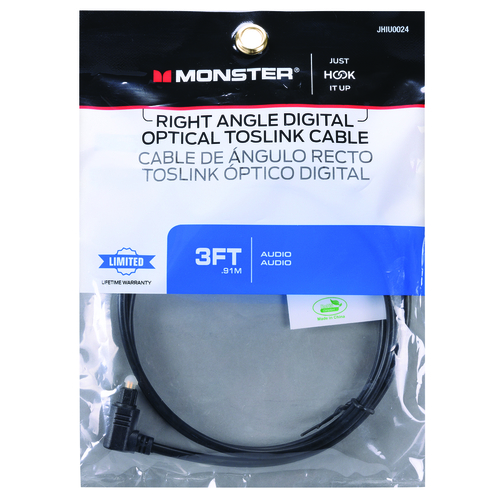 Digital Optical Toslink Cable Just Hook It Up 3 ft. L Black