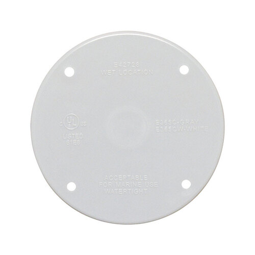 Flat Box Cover Round Plastic 4.29" H X 4.29" W White