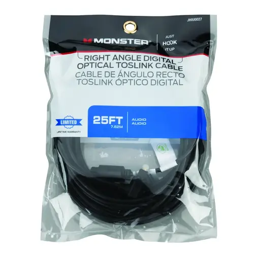 Digital Optical Toslink Cable Just Hook It Up 25 ft. L Black