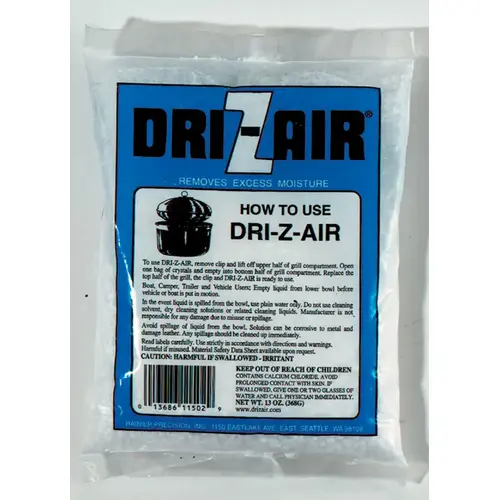 Dri-Z-Air 11502 13 Oz. Fragrance Free Moisture Absorber Crystals Refill White