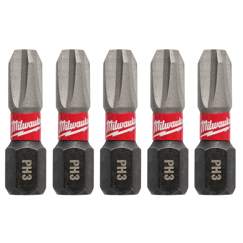 Insert Bit, #3 Drive, Phillips Drive, 1/4 in Shank, Hex Shank, 1 in L, Steel Black Phosphate