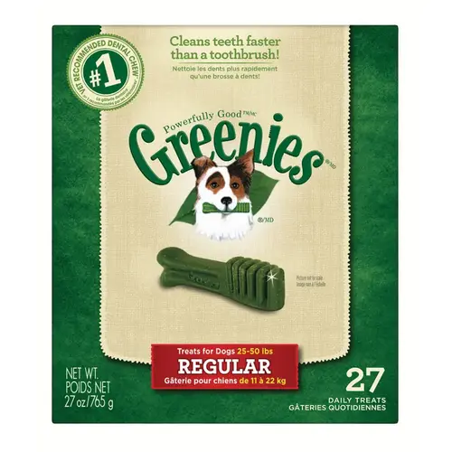 Greenies 428632 Regular Medium Dog Original Flavor Dental Dog Treat - pack of 27