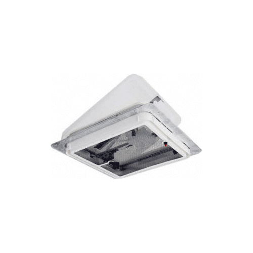 White 14" x 14" Plexiglass Roof Vent with Built-In 12 Volt Fan