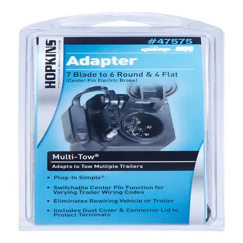 Trailer Adapter Multi-Tow 7 Way to 6 Pin and 4 Flat Black