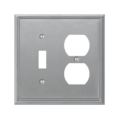 Amerelle 77TDBN Wall Plate Metro Brushed Nickel Gray 2 gang DieCast