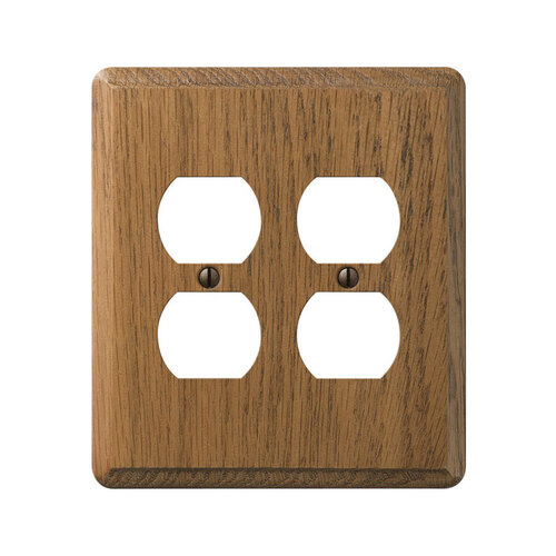 Wall Plate Contemporary Brown 2 gang Wood Duplex Outlet Brown