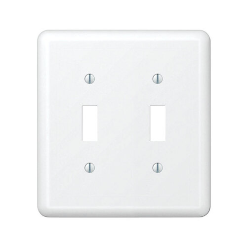 Amerelle 935TTW Wall Plate Devon White 2 gang Stamped Steel Toggle White