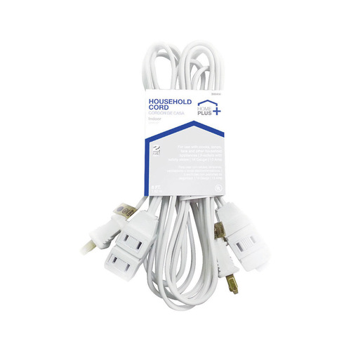 Extension Cord Indoor 6 ft. L White 16/2 SPT-2 White