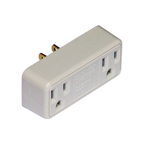 Thermocube TC-2 Outlet Converter Non-Polarized 2 outlets Surge Protection White