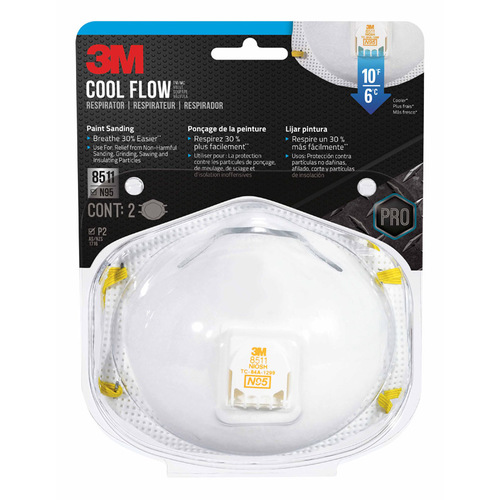 Disposable Respirator N95 Sanding and Fiberglass Valved White White Pair