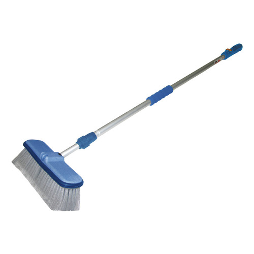 Adjustable RV Wash Brush Extend-A-Flo 10" W Structural Foam Handle Blue/Silver