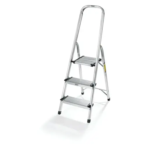 Folding Step Stool 3-Step 52.5" H 225 lb. capacity 3 step Aluminum Silver